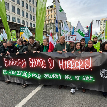 Manifestación de agricultores en Bruselas.