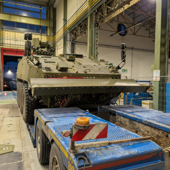 Archivo - Un 8x8 Dragón en la versión de zapadores en la fábrica de General Dynamics European Land Systems (GDELS) en Trubia (Oviedo) IMÁGENES CEDIDAS - Archivo