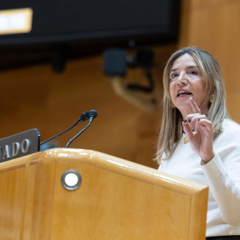 La portavoz del PP en el Senado, Alicia García, interviene durante una sesión de control al Gobierno, en el Senado, a 16 de diciembre de 2025, en Madrid (España).  Ananda Manjón - Europa Press