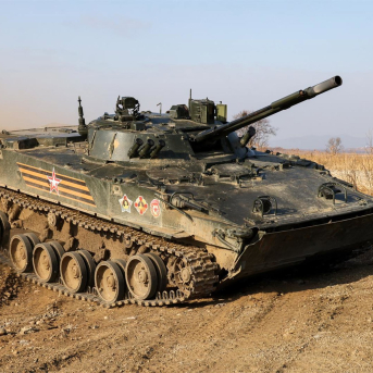 RUSSIA, PRIMORYE REGION - DECEMBER 18, 2025: A BMP-3 infantry fighting vehicle takes part in combat crew training at the Klerk seaborne training ground, Khasansky District Europa Press/Contacto/Ilya Averyanov