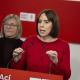 La ministra de Ciencia, Innovación y Universidades y secretaria general del PSPV-PSOE, Diana Morant, durante una rueda de prensa, en la sede del PSPV-PSOE, a 28 de febrero de 2025, en Valencia, Comunidad Valenciana (España). Jorge Gil - Europa Press