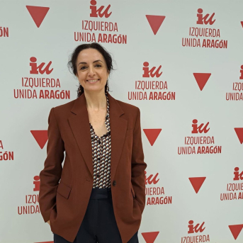 La candidata de Izquierda Unida - Movimiento Sumar, Marta Abengochea, este sábado. IU ARAGÓN