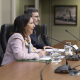 La ministra de Defensa, Margarita Robles, preside una videoconferencia con el personal desplegado en Lituania y Rumanía en misiones OTAN. RUBÉN SOMONTE / MINISTERIO DE DEFENSA