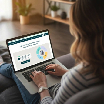 Una persona consulta en la web de Facilitea la nueva opción de pago en 4 plazos sin intereses CAIXABANK