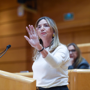 La portavoz del PP en el Senado, Alicia García, interviene durante una sesión de control al Gobierno, en el Senado, a 16 de diciembre de 2025, en Madrid (España).  Gustavo Valiente - Europa Press
