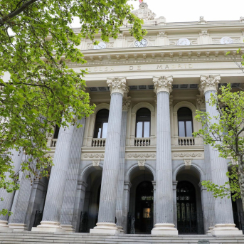 Edificio del Palacio de la Bolsa, a 22 de abril de 2022, en Madrid (España).  Marta Fernández Jara - Europa Press