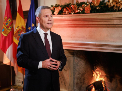 El presidente de Castilla-La Mancha, Emiliano García-Page, durante su discurso de Año Nuevo. DAVID ESTEBAN GONZALEZ/JCCM