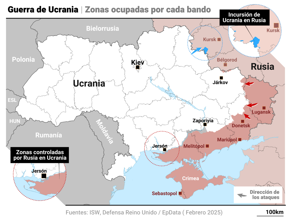 Mapa representaterritorios ocupados por ambos bandos hace un año Mapa representaterritorios ocupados por ambos bandos hace un año