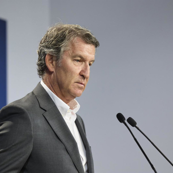 El presidente del PP, Alberto Núñez Feijóo, durante una rueda de prensa posterior a la reunión del Comité de Dirección del PP, en la sede del partido, a 25 de agosto de 2025, en Madrid (España). Jesús Hellín - Europa Press