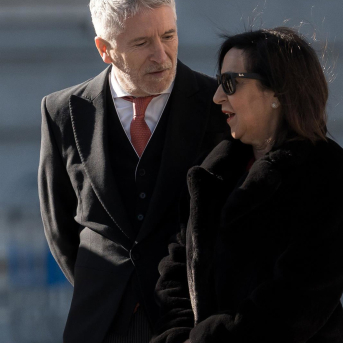 La ministra de Defensa, Margarita Robles y el ministro de Interior, Fernando Grande Marlaska, durante la Pascua Militar, en el Palacio Real, a 6 de enero de 2026, en Madrid (España). Diego Radamés/POOL