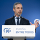 El vicesecretario de Economía del PP, Juan Bravo, durante una rueda de prensa, en la sede del PP, a 19 de abril de 2023, en Madrid (España).  A. Pérez Meca - Europa Press
