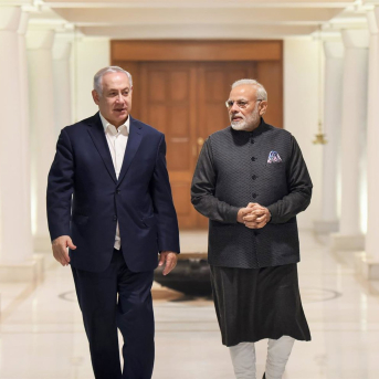 Los primeros ministros de Israel e India, Benjamin Netanyahu y Narendra Modi, respectivamente.  Europa Press/Contacto/Lalit Kumar