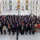El presidente del Gobierno, Pedro Sánchez, y el ministro de Asuntos Exteriores, José Manuel Albares, junto a los embajadores de España en todo el mundo en la sede del Ministerio de Asuntos Exteriores en Madrid POOL MONCLOA/FERNANDO CALVO