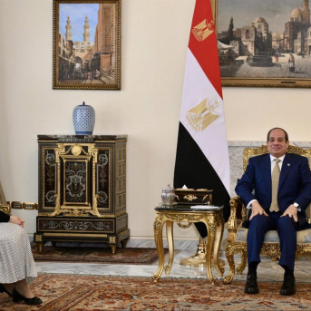 La jefa de la diplomacia europea, Kaja Kallas, y el presidente de Egipto, Abdelfatá al Sisi KAJA KALLAS / X