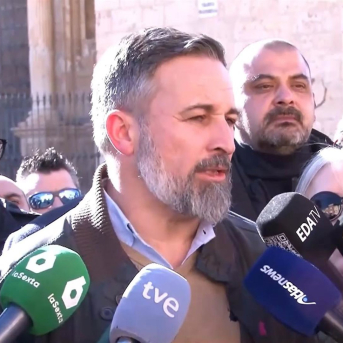 El presidente de Vox, Santiago Abascal, en Calamocha. VOX.