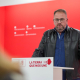 El alcalde de Mérida, Antonio Rodríguez Osuna, en una rueda de prensa en la sede regional del partido. PSOE DE EXTREMADURA