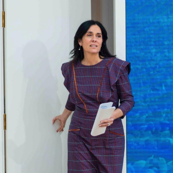 La secretaria general del PPdeG, Paula Prado, en la sede del partido. ÍÑIGO ROLÁN / PPDEG