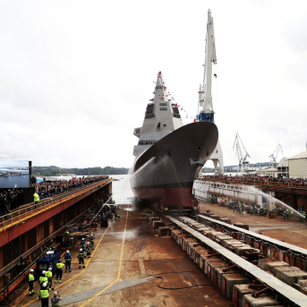 Ceremonia de la botadura de la fragata F-111 en el astillero de Navantia en Ferrol el pasado mes de septiembre. Raúl Lomba - Europa Press