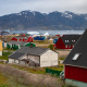 Casas población Narsaq, Groenlandia Dinamarca. 
