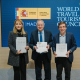 La presidenta de WTTC, Gloria Guevara; el ministro de Industria y Turismo, Jordi Hereu, y el alcalde de Madrid, José Luis Martínez-Almeida. MINISTERIO DE INDUSTRIA Y TURISMO