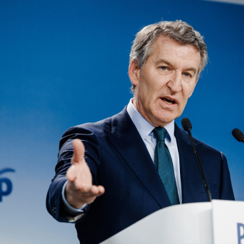 Alberto Núñez Feijóo, en la rueda prensa de este viernes en la sede nacional del PP | Europa Press