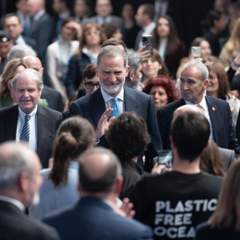 El Rey Felipe VI, en el inicio del ‘Tour del talento 2025’ de la Fundación Princesa de Girona (FPdGi) en L'Hospitalet de Llobregat, a 3 de febrero de 2025 David Zorrakino - Europa Press