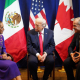 La presidenta de México, Claudia Sheinbaum, junto con su homólogo estadounidense, Donald Trump, y el primer ministro canadiense, Mark Carney. PRESIDENCIA DE MÉXICO