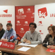 El coordinador de IU Castilla y León y candidato a la Presidencia de la Junta, Juan Gascón, (segundo por la derecha) en la rueda de prensa. EUROPA PRESS