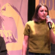 La eurodiputada y scretaria política de Podemos, Irene Montero, en el mitin de este sábado en Zaragoza. EUROPA PRESS
