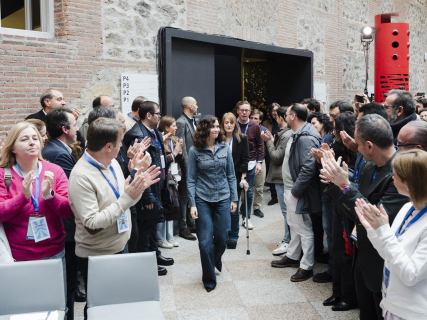 La presidenta de la Comunidad de Madrid y del Partido Popular de Madrid, Isabel Díaz Ayuso (C), durante la clausura de la segunda sesión de la II Intermunicipal del PP de Madrid, en el Hotel Euroforum Palacio de Los Infantes Mateo Lanzuela - Europa Press