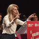 La vicepresidenta segunda del Gobierno y ministra de Trabajo y Economía Social, Yolanda Díaz, durante un acto de campaña electoral en Huesca. Verónica Lacasa - Europa Press