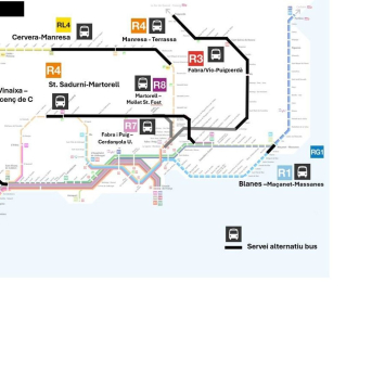 Mapa de los servicios alternativos de Rodalies RENFE