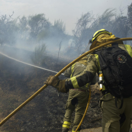 Bomberos forestales apagando un incendio forestal. | Europapress