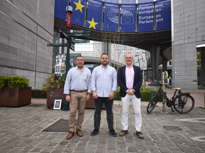 De izquierda a derecha, en el Parlamento Europeo, Juan Antonio Díaz Agraz (alcalde de Almaraz, del PSOE), Fernando Sánchez Castillo (alcalde de Belvís de Monroy, de Levanta ) y, Enrique Hueso Retamosa (alcalde Navalmoral de la Mata, del PP) De izquierda a derecha, en el Parlamento Europeo, Juan Antonio Díaz Agraz (alcalde de Almaraz, del PSOE), Fernando Sánchez Castillo (alcalde de Belvís de Monroy, de Levanta ) y, Enrique Hueso Retamosa (alcalde Navalmoral de la Mata, del PP)