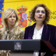 La vicepresidenta primera del Gobierno, María Jesús Montero, ofrece una rueda de prensa en Huelva. CLARA CARRASCO/EUROPA PRESS
