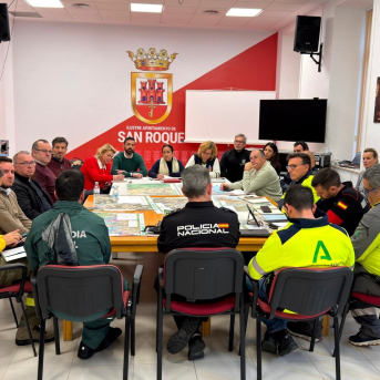 Reunión de coordinación en el Ayuntamiento de San Roque ante el temporal de viento y lluvia. AYUNTAMIENTO DE SAN ROQUE