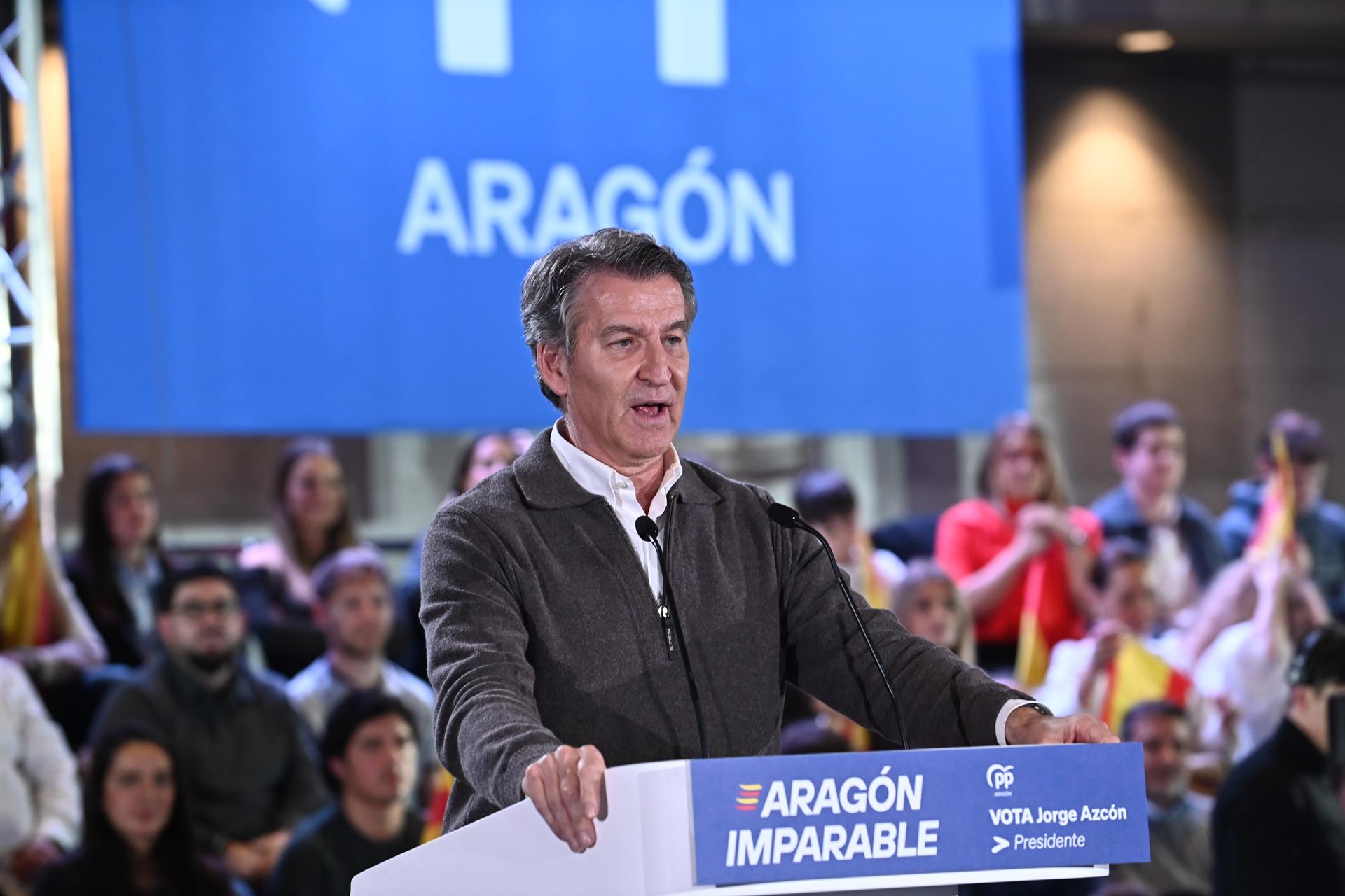 El presidente del PP, Alberto Núñez Feijóo, participa en el cierre de campaña de las elecciones autonómicas de Aragón, a 6 de febrero de 2026, en Zaragoza, Aragón (España). Ramón Comet - Europa Press El presidente del PP, Alberto Núñez Feijóo, participa en el cierre de campaña de las elecciones autonómicas de Aragón, a 6 de febrero de 2026, en Zaragoza, Aragón (España). Ramón Comet - Europa Press