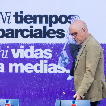 El secretario general de CCOO, Unai Sordo, durante la presentación del informe 'La brecha salarial de género, síntoma de la desigualdad estructural', a 9 de febrero de 2026, en Madrid (España) Eduardo Parra - Europa Press