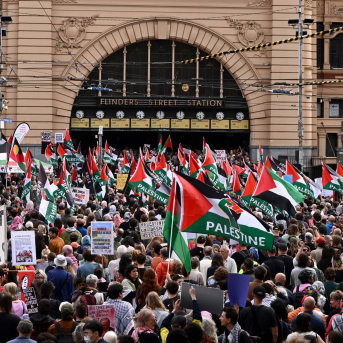 Manifestación propalestina en Sídney ante la visita a Australia del presidente de Israel, Isaac Herzog Joel Carrett/AAP/dpa