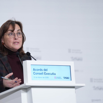 La portavoz del Govern, Sílvia Paneque, durante una rueda de prensa tras el Consell Executiu del Govern de Catalunya, a 10 de febrero de 2026, en Barcelona, Cataluña (España). David Zorrakino - Europa Press