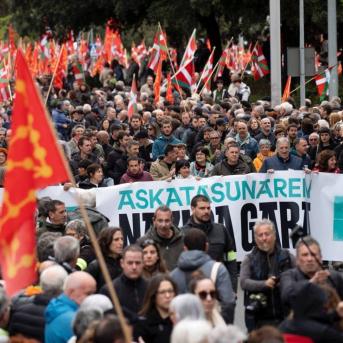 Manifestación de EH Bildu en una edición anterior del Aberri Eguna. EH BILDU
