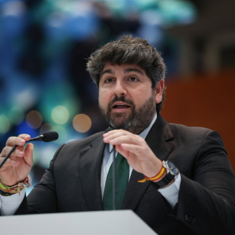 El presidente de la Región de Murcia, Fernando López Miras, interviene durante el acto conmemorativo del Día de la Región de Murcia en FITUR 2026, en IFEMA, a 22 de enero de 2026, en Madrid (España). Alejandro Martínez Vélez - Europa Press