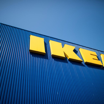 FILED - 17 April 2020, North Rhine-Westphalia, Cologne: The lettering IKEA can be seen on the facade of a furniture store. Photo: Federico Gambarini/dpa Federico Gambarini/dpa