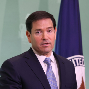 El secretario de Estado, Marco Rubio, en rueda de prensa desde Washington. Europa Press/Contacto/Gent Shkullaku