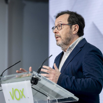 El portavoz de Vox, José Antonio Fúster, durante una rueda de prensa posterior a la reunión del Comité de Acción Política de Vox Alberto Ortega - Europa Press
