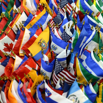 Banderas de países latinoamericanos. BID