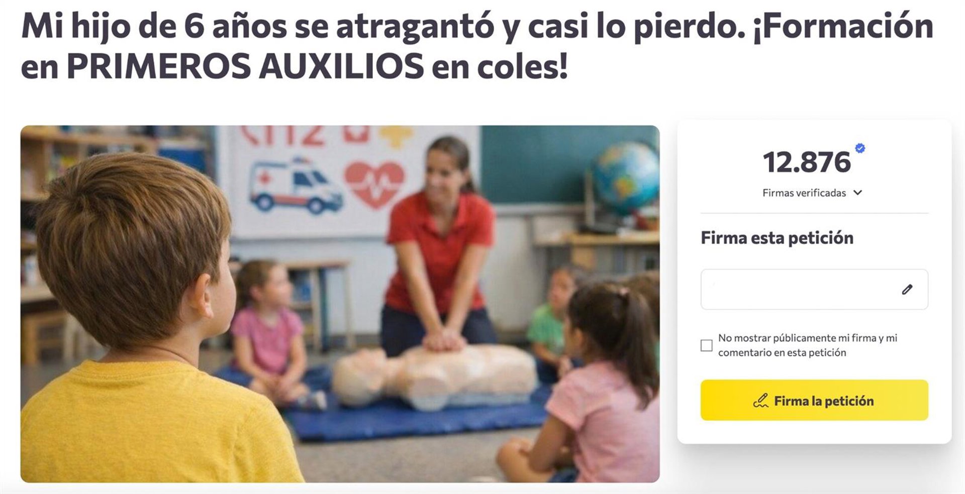 Recogidas 25.000 firmas en Change.Org pidiendo que los niños aprendan primeros auxilios desde el colegio CHANGE.ORG