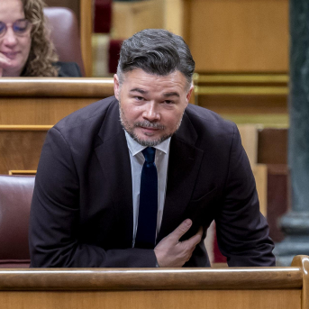 El portavoz de ERC en el Congreso, Gabriel Rufián, durante una sesión plenaria en el Congreso de los Diputados, a 12 de febrero de 2026, en Madrid (España).  Alberto Ortega - Europa Press