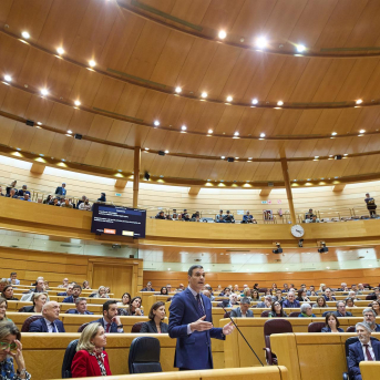El presidente del Gobierno, Pedro Sánchez, interviene durante una sesión de control al Gobierno en el Senado, a 21 de diciembre de 2022, en Madrid (España).  Jesús Hellín - Europa Press