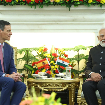 El presidente del Gobierno, Pedro Sánchez (i), mantiene un encuentro con el primer ministro de la República de la India, Narendra Modi (d), en Hyderabad House, a 18 de febrero de 2026, en Nueva Delhi (República de la India). Pool Moncloa/Fernando Calvo El presidente del Gobierno, Pedro Sánchez (i), mantiene un encuentro con el primer ministro de la República de la India, Narendra Modi (d), en Hyderabad House, a 18 de febrero de 2026, en Nueva Delhi (República de la India). Pool Moncloa/Fernando Calvo